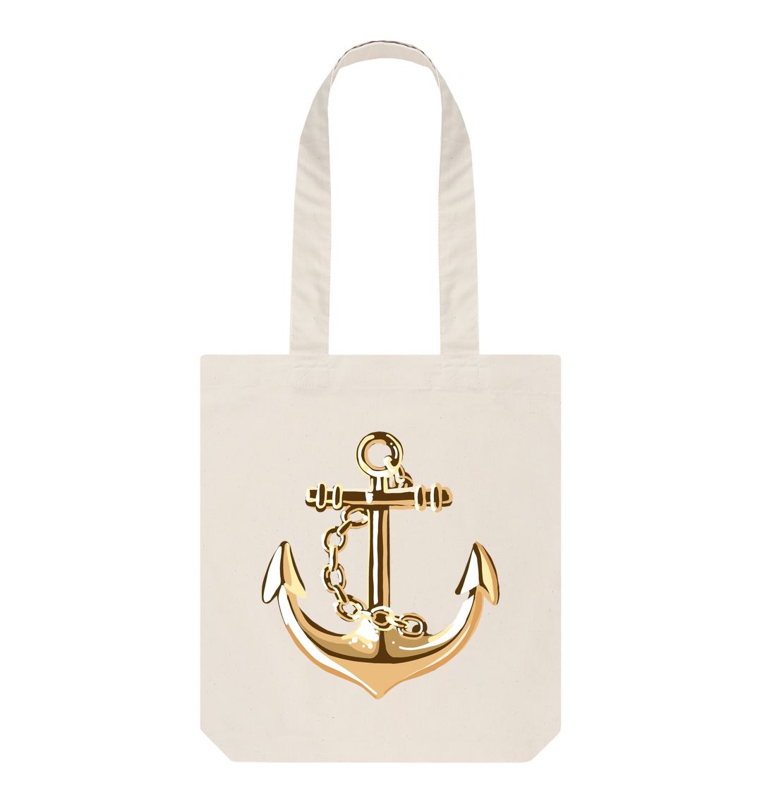 Natural Gilded Anchor Tote